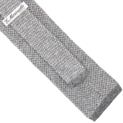 E.Marinella CRAVATTA TRICOT IN CASHMERE GRIGIO CHIARO Tinta unita Hot