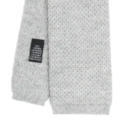 E.Marinella CRAVATTA TRICOT IN CASHMERE GRIGIO CHIARO Tinta unita Outlet