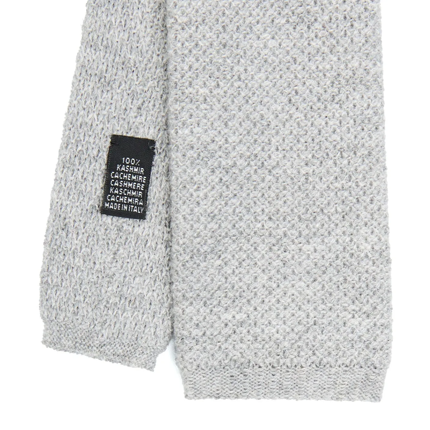 E.Marinella CRAVATTA TRICOT IN CASHMERE GRIGIO CHIARO Tinta unita Outlet