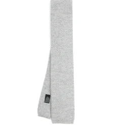 E.Marinella CRAVATTA TRICOT IN CASHMERE GRIGIO CHIARO Tinta unita Outlet