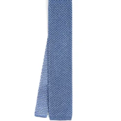 E.Marinella CRAVATTA TRICOT IN SETA AZZURRO POLVERE Microfantasia geometrica