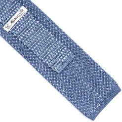 E.Marinella CRAVATTA TRICOT IN SETA AZZURRO POLVERE Microfantasia geometrica