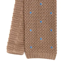 E.Marinella CRAVATTA TRICOT IN SETA BEIGE Pois azzurro Sale