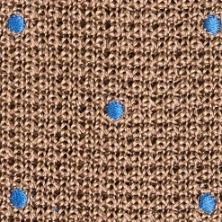 E.Marinella CRAVATTA TRICOT IN SETA BEIGE Pois azzurro Sale