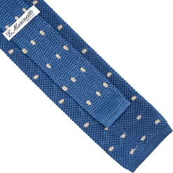 E.Marinella CRAVATTA TRICOT IN SETA BLU Pois beige Best