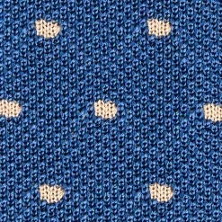 E.Marinella CRAVATTA TRICOT IN SETA BLU Pois beige Best