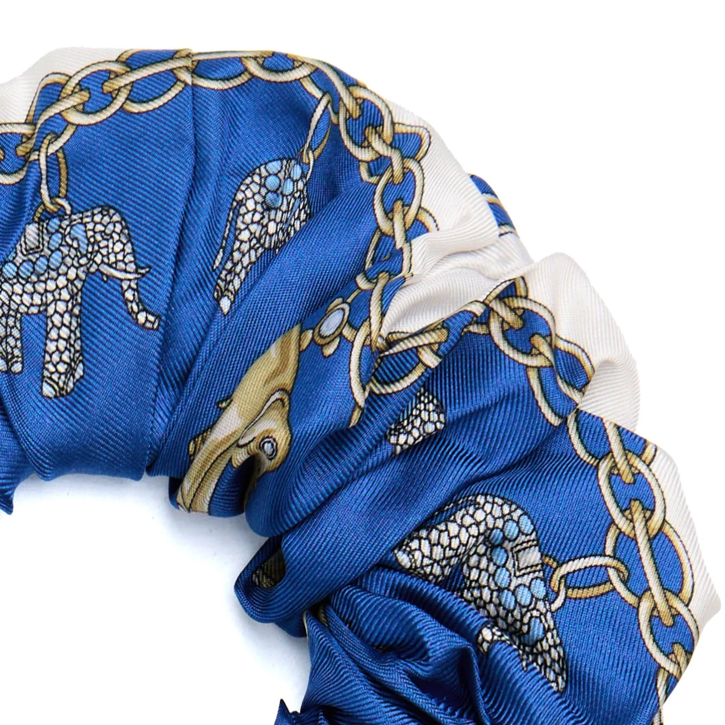 E.Marinella ELASTICO PER CAPELLI IN SETA BLU Lucky elephant Clearance
