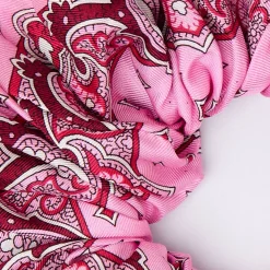 E.Marinella ELASTICO PER CAPELLI IN SETA ROSA Motivo greca Hot