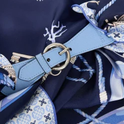 E.Marinella FERMAFOULARD IN PELLE AZZURRO Con fibbia argentata Clearance