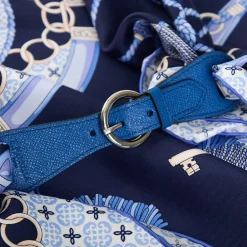 E.Marinella FERMAFOULARD IN PELLE BLUETTE Con fibbia argentata New