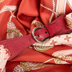 E.Marinella FERMAFOULARD IN PELLE BORDEAUX Con fibbia argentata Sale