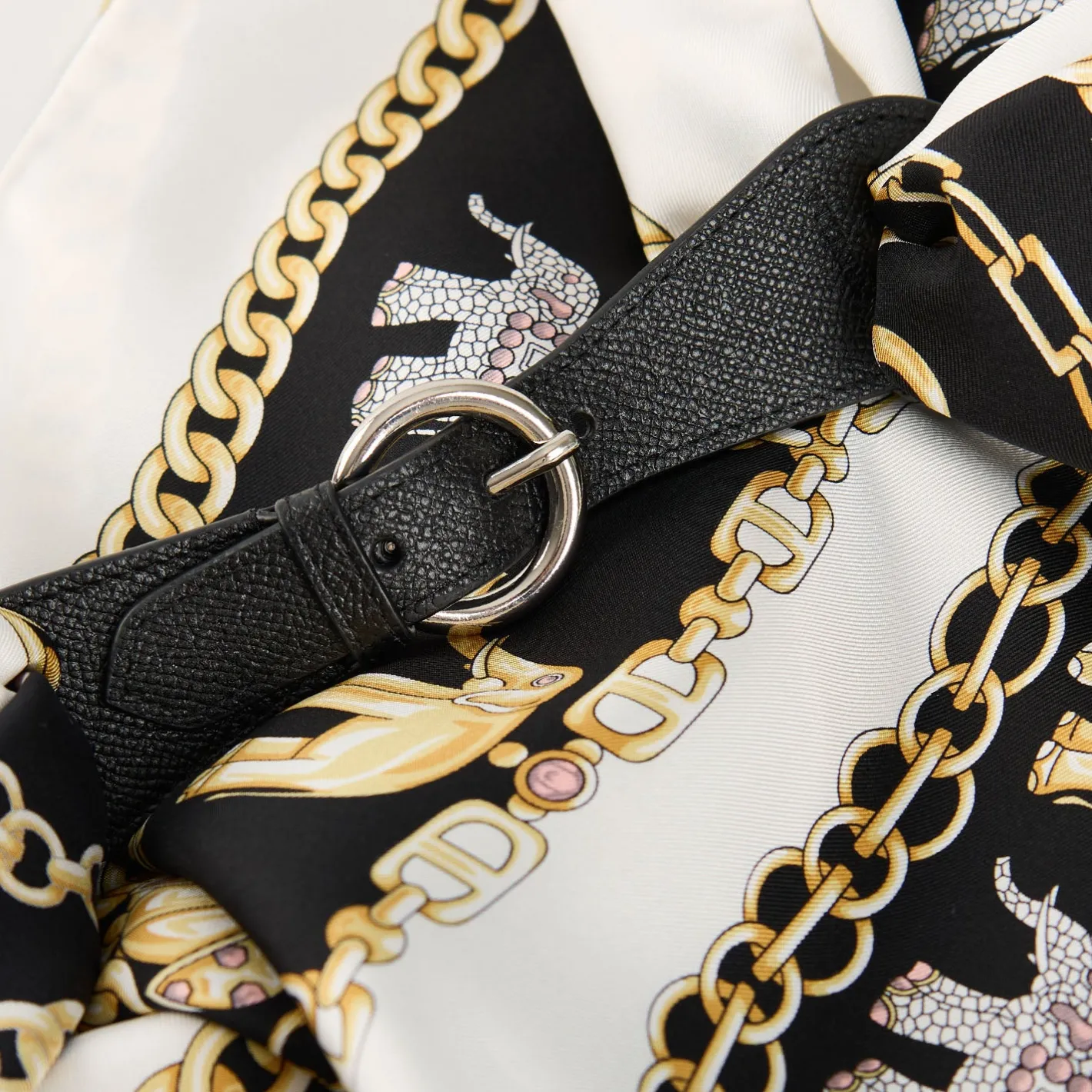 E.Marinella FERMAFOULARD IN PELLE NERO Con fibbia argentata Online
