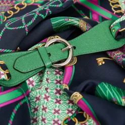 E.Marinella FERMAFOULARD IN PELLE VERDE Con fibbia argentata Hot