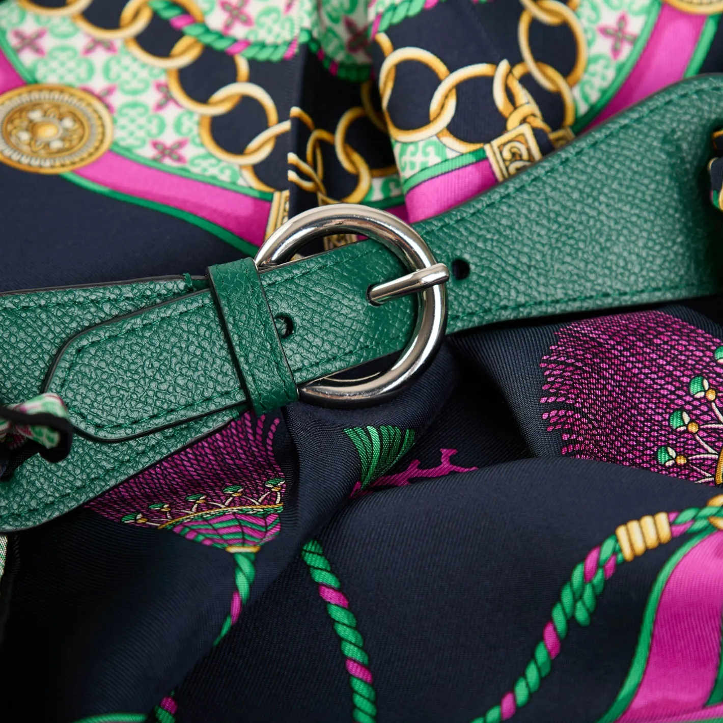 E.Marinella FERMAFOULARD IN PELLE VERDE SCURO Con fibbia argentata Discount