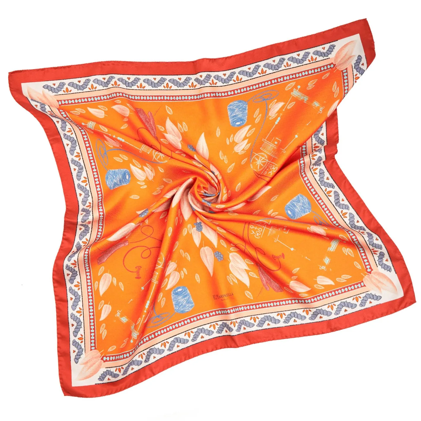 E.Marinella FOULARD ARANCIONE IN SETA E ORANGE FIBER Collezione orange fiber Online