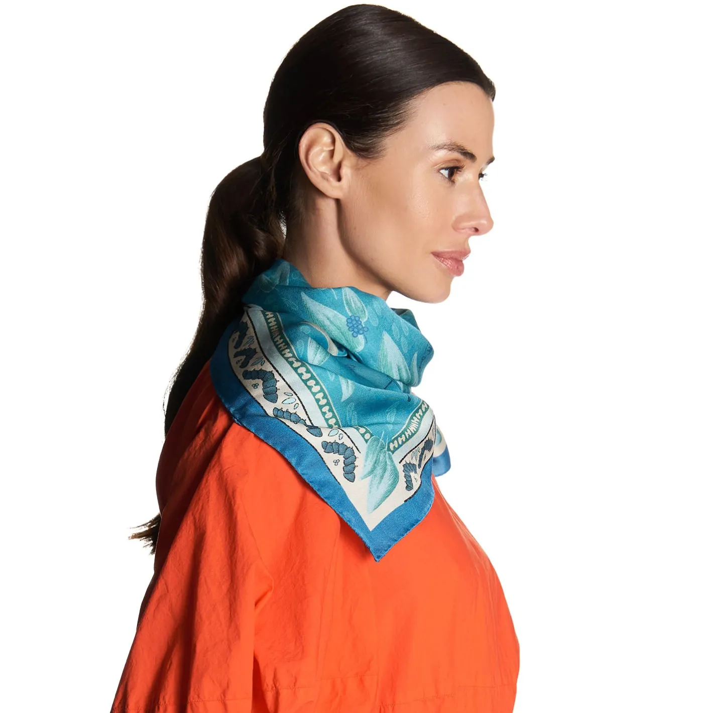 E.Marinella FOULARD BLU IN SETA E ORANGE FIBER Collezione orange fiber