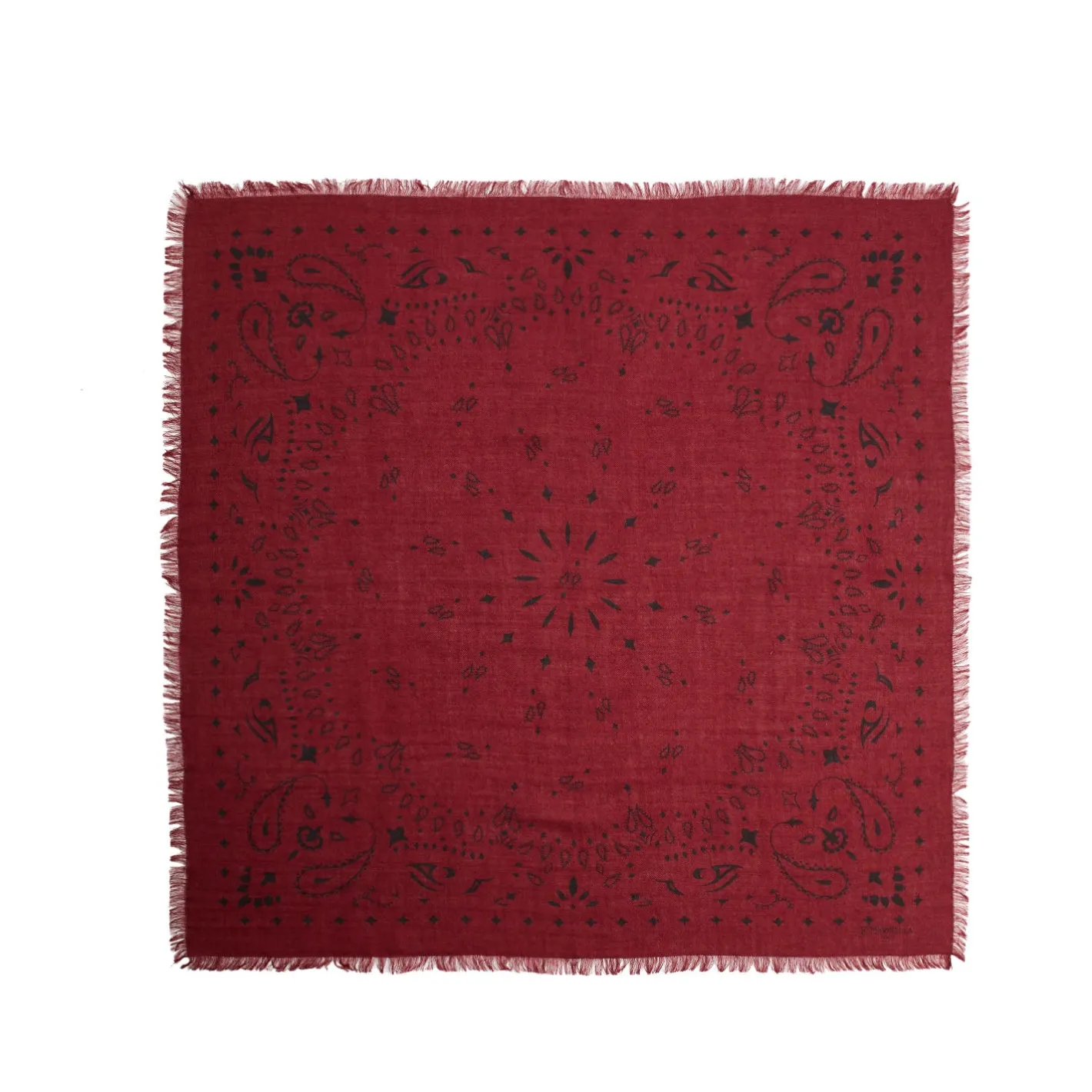 E.Marinella FOULARD IN LANA, CASHMERE E SETA 65 BORDEAUX Paisley Sale