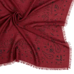 E.Marinella FOULARD IN LANA, CASHMERE E SETA 65 BORDEAUX Paisley Sale