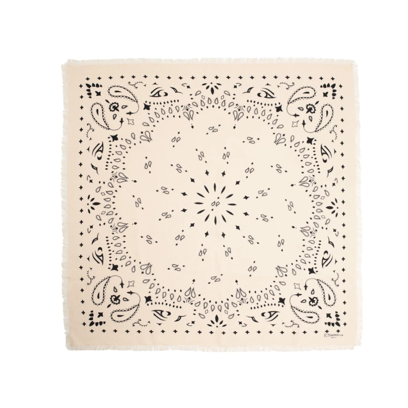 E.Marinella FOULARD IN LANA, CASHMERE E SETA 65 BIANCA Paisley Hot