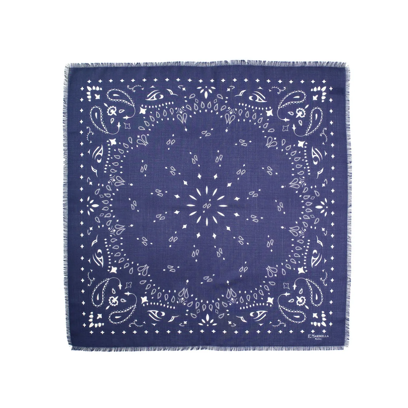 E.Marinella FOULARD IN LANA, CASHMERE E SETA 65 BLU SCURO Paisley Outlet