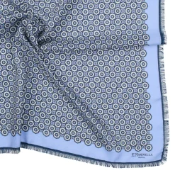 E.Marinella FOULARD IN LANA, CASHMERE E SETA 65 AZZURRO POLVERE Archivio inspiration 1985 Outlet