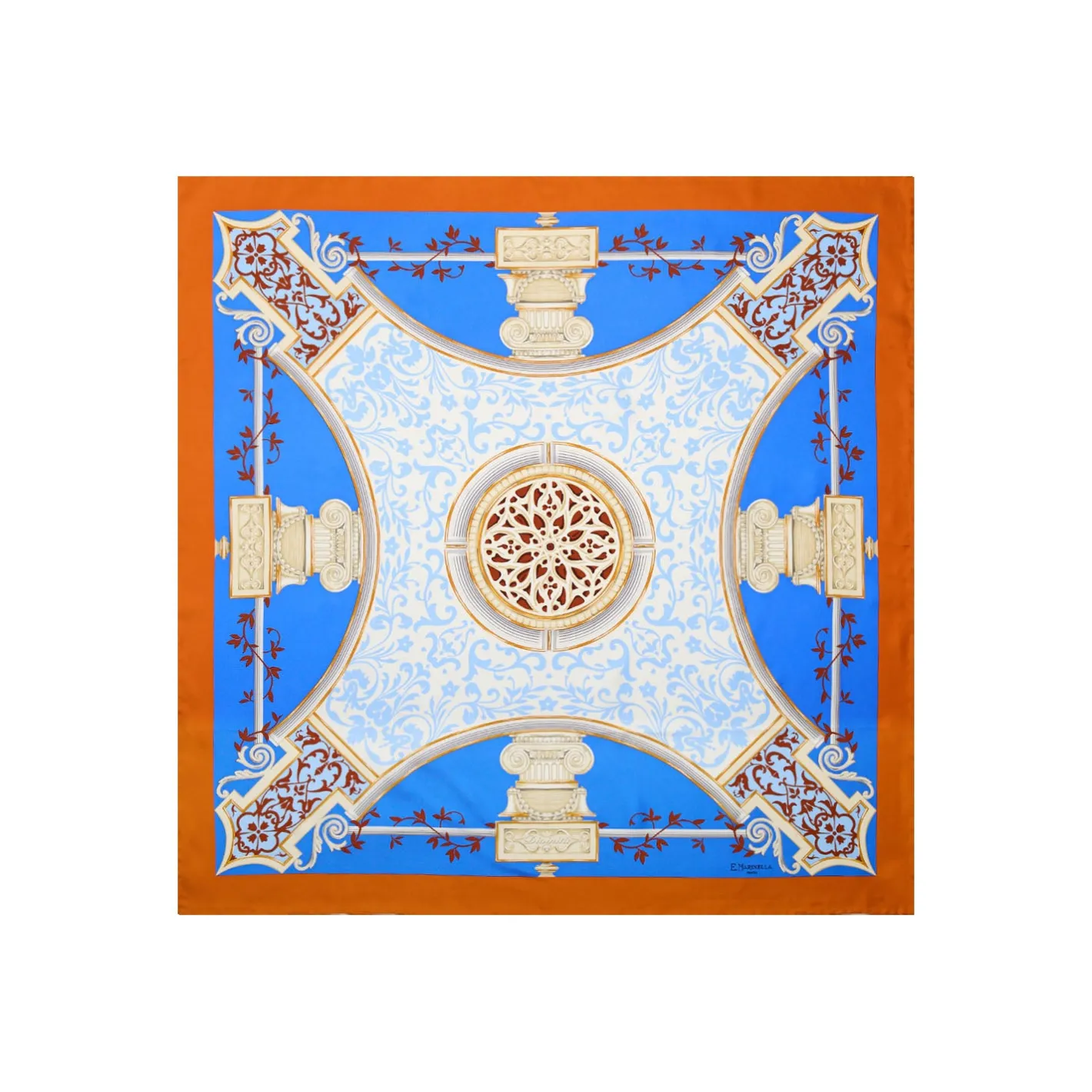 E.Marinella FOULARD IN SETA 90 ARANCIONE Divinita’ New