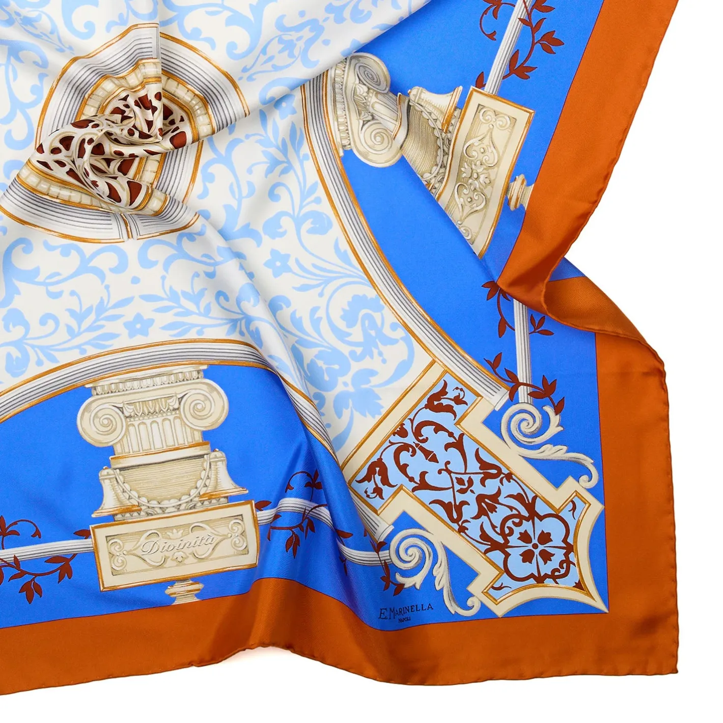 E.Marinella FOULARD IN SETA 90 ARANCIONE Divinita’ New