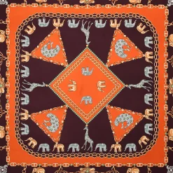 E.Marinella FOULARD IN SETA 90 ARANCIONE Elefanti portafortuna Outlet