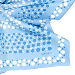 E.Marinella FOULARD IN SETA 65 AZZURRO Eleganza a pois Discount