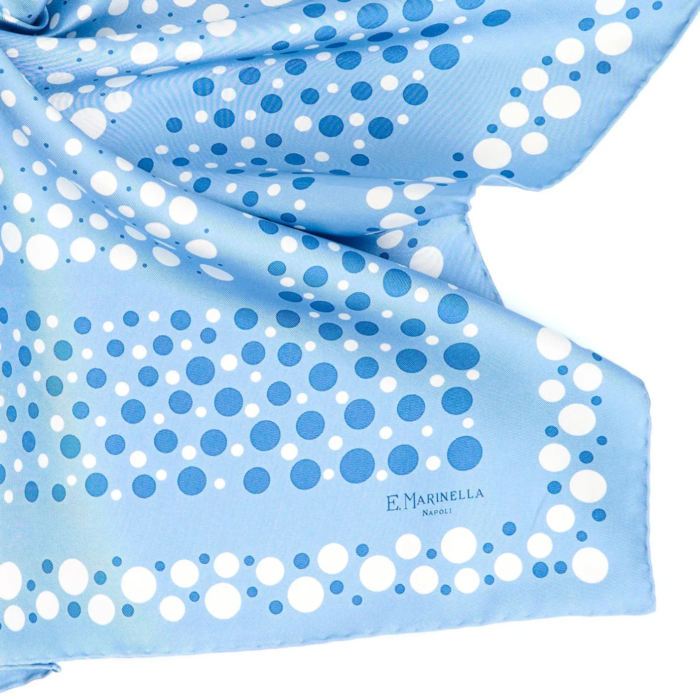 E.Marinella FOULARD IN SETA 65 AZZURRO Eleganza a pois Discount