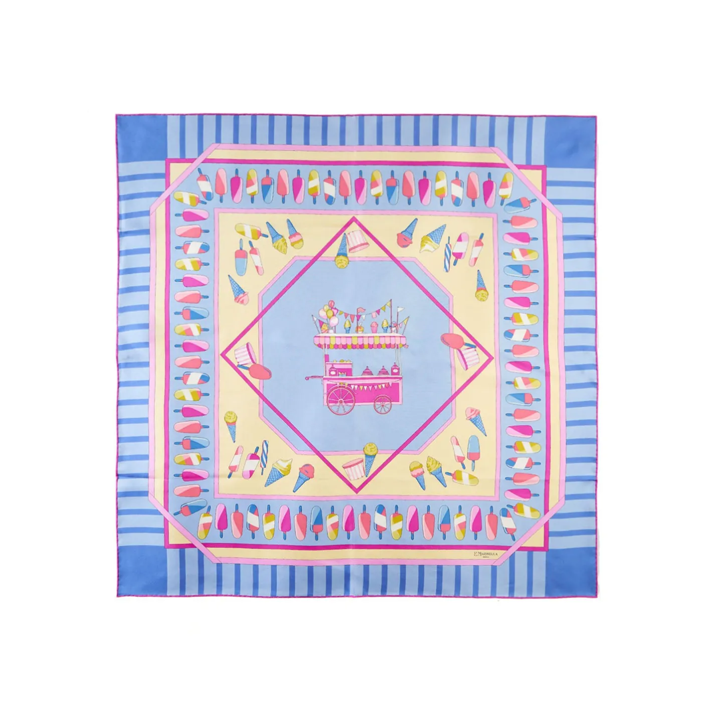 E.Marinella FOULARD IN SETA 90 AZZURRO La gelateria
