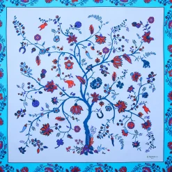 E.Marinella FOULARD IN SETA 90 AZZURRO L'albero della vita
