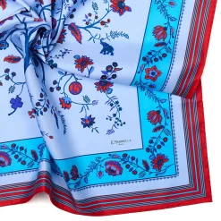 E.Marinella FOULARD IN SETA 90 AZZURRO L'albero della vita