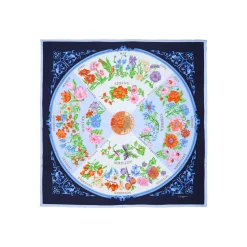 E.Marinella FOULARD IN SETA 90 AZZURRO La ruota delle stagioni Online