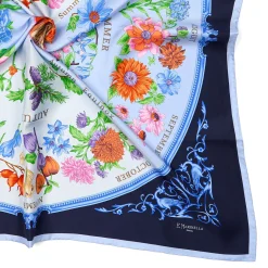 E.Marinella FOULARD IN SETA 90 AZZURRO La ruota delle stagioni Online