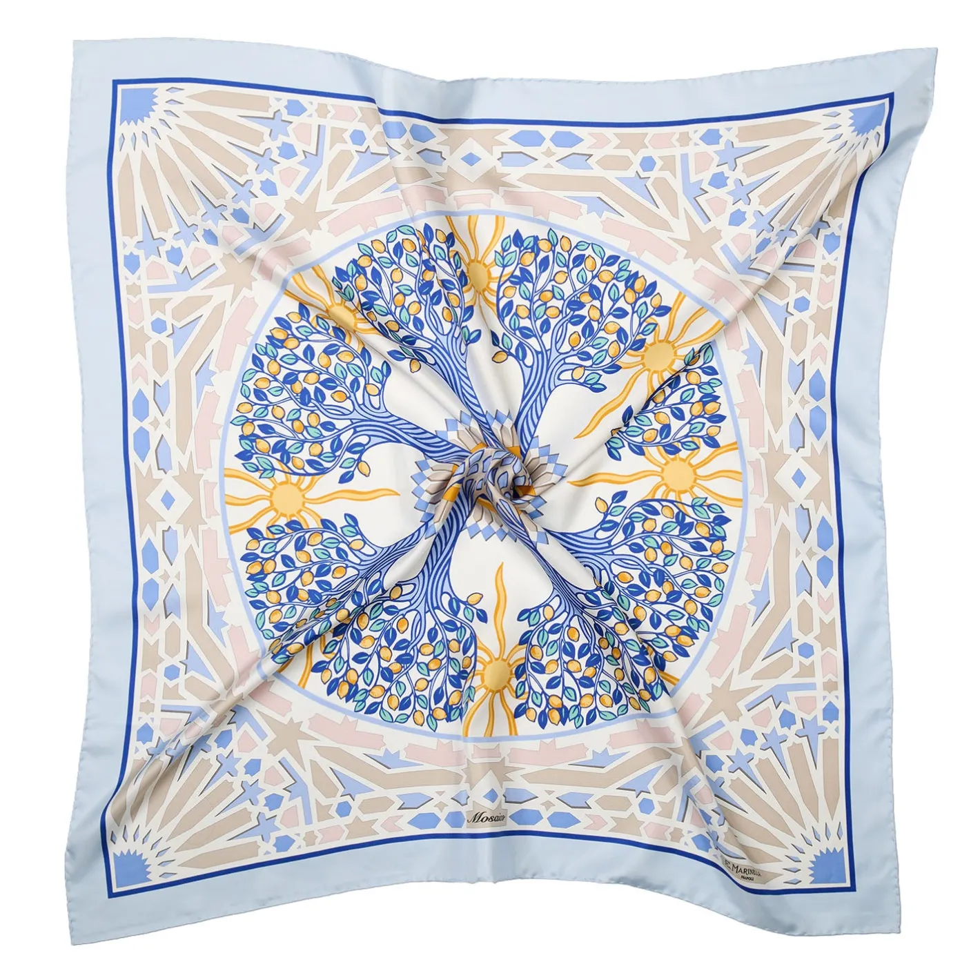 E.Marinella FOULARD IN SETA 90 AZZURRO Mosaico Clearance