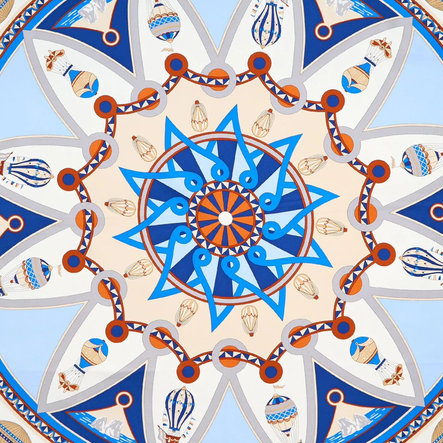 E.Marinella FOULARD IN SETA 90 AZZURRO POLVERE Le mongolfiere Sale