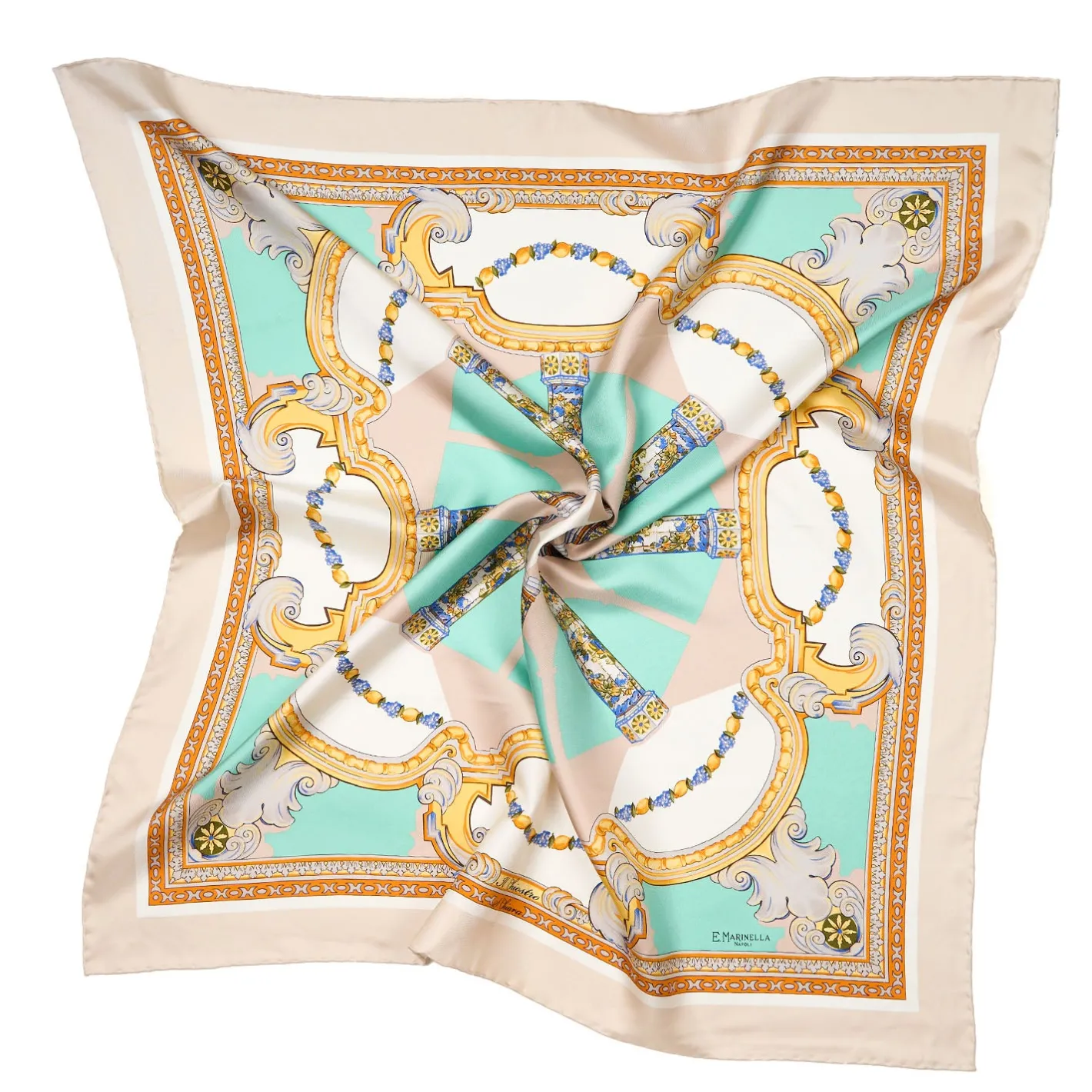 E.Marinella FOULARD IN SETA 90 BEIGE Il chiostro di santa chiara Clearance