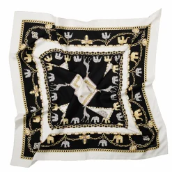 E.Marinella FOULARD IN SETA 90 BIANCO Elefanti portafortuna Discount