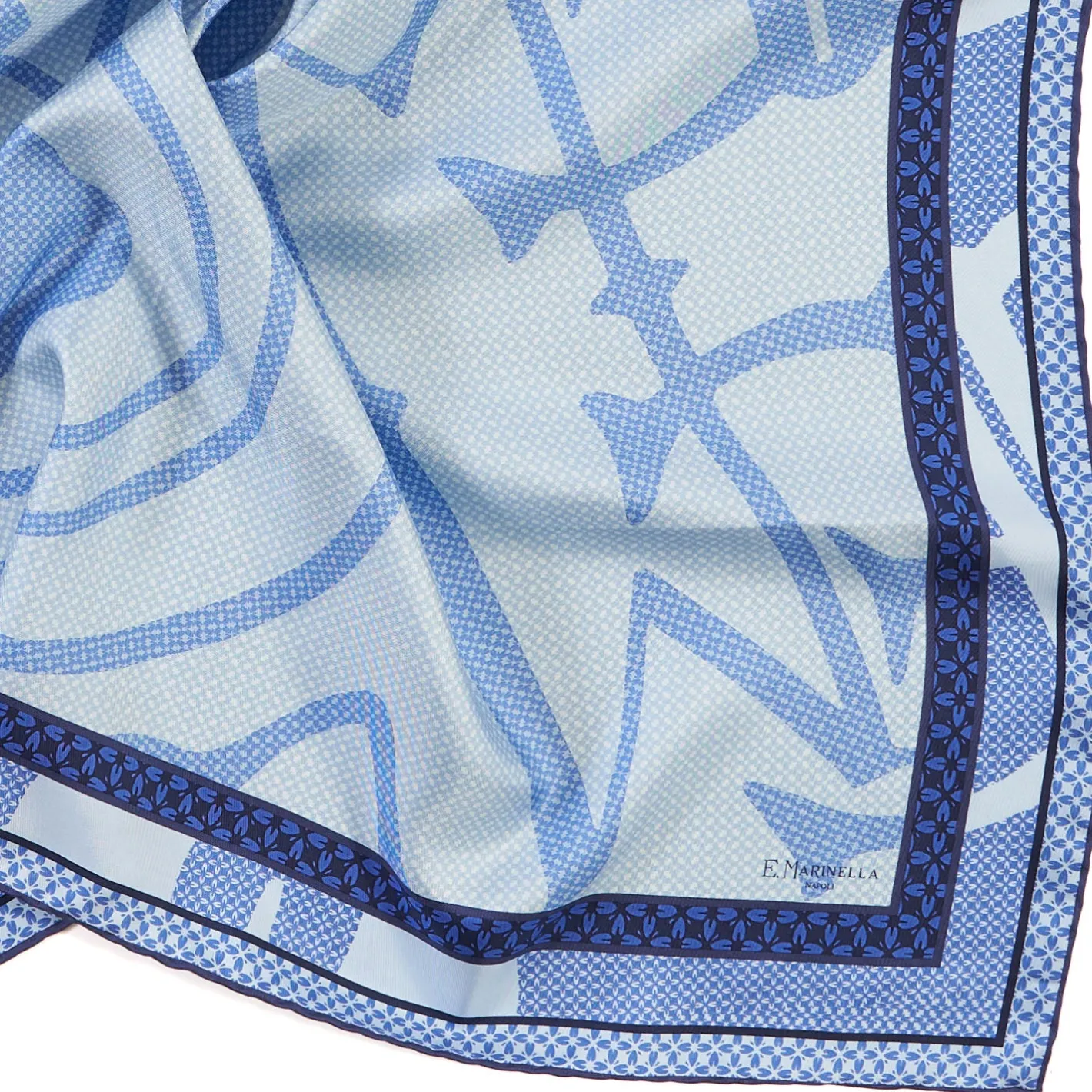 E.Marinella FOULARD IN SETA 90 BLU Archivio inspiration 1961 Sale