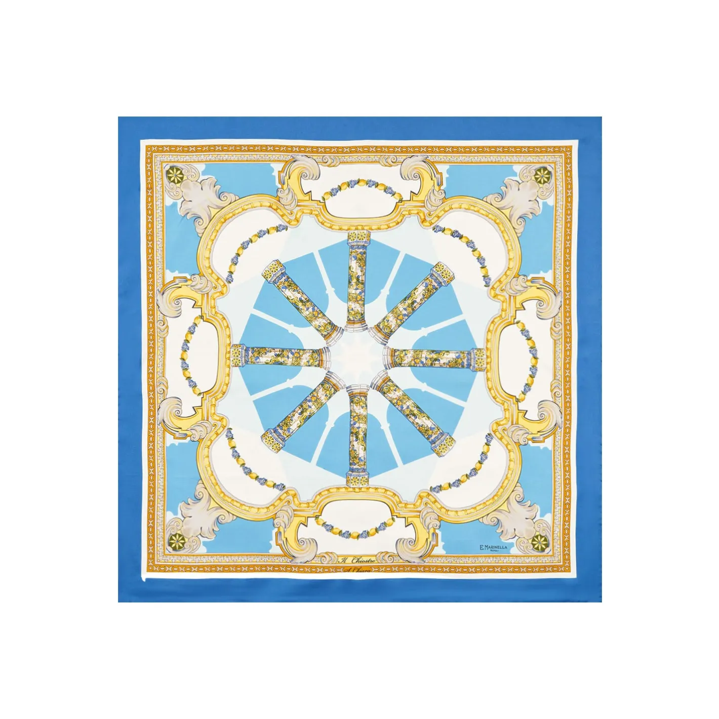 E.Marinella FOULARD IN SETA 90 BLU Chiostro di santa chiara