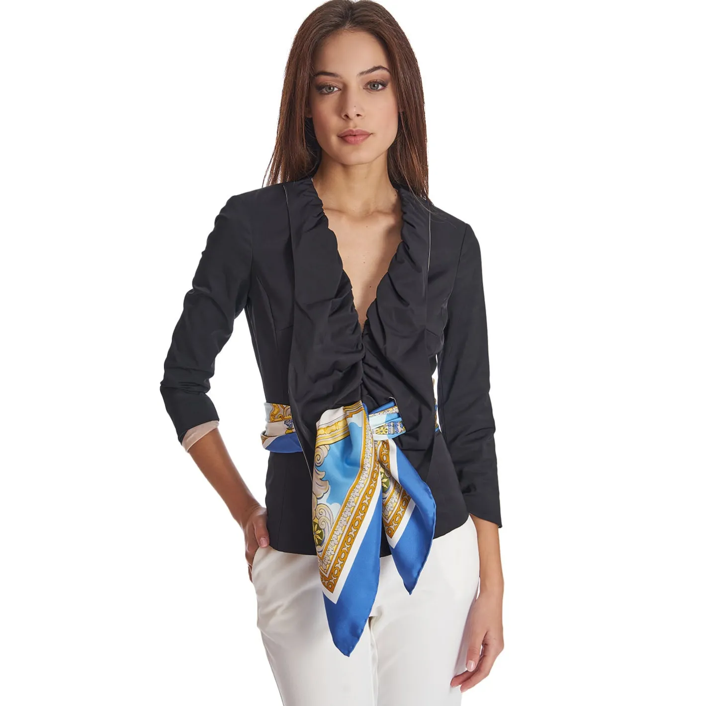 E.Marinella FOULARD IN SETA 90 BLU Chiostro di santa chiara