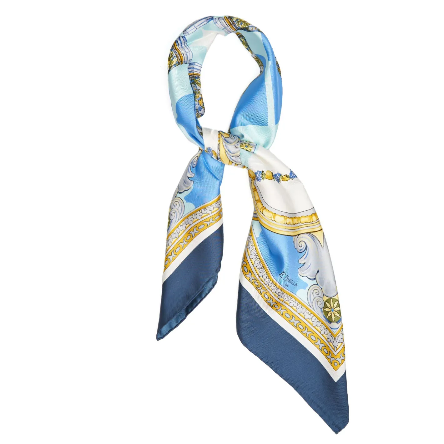 E.Marinella FOULARD IN SETA 90 BLU Chiostro di santa chiara