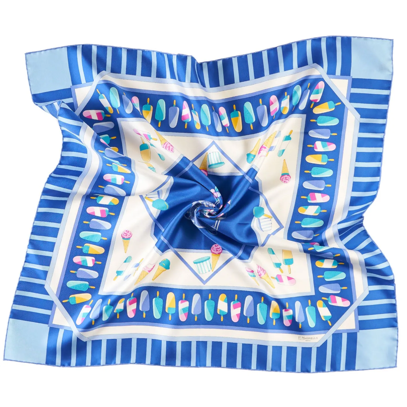 E.Marinella FOULARD IN SETA 90 BLU La gelateria Hot