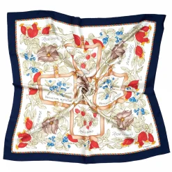 E.Marinella FOULARD IN SETA 90 BLU La rosa canina Discount