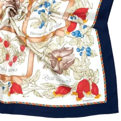 E.Marinella FOULARD IN SETA 90 BLU La rosa canina Discount