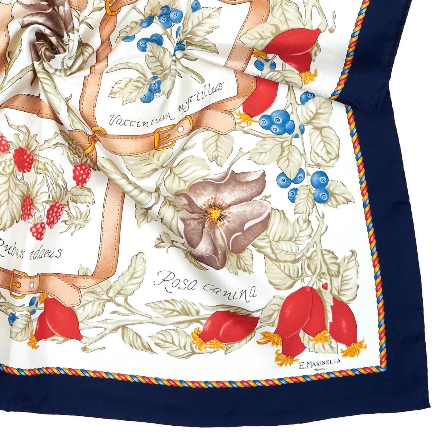 E.Marinella FOULARD IN SETA 90 BLU La rosa canina Discount