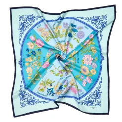 E.Marinella FOULARD IN SETA 90 BLU La ruota delle stagioni New