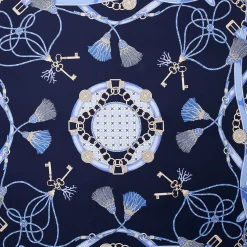 E.Marinella FOULARD IN SETA 90 BLU Microfantasia, nappine e chiavi