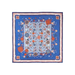 E.Marinella FOULARD IN SETA 90 BLU World of archivio flowers 1961 Outlet